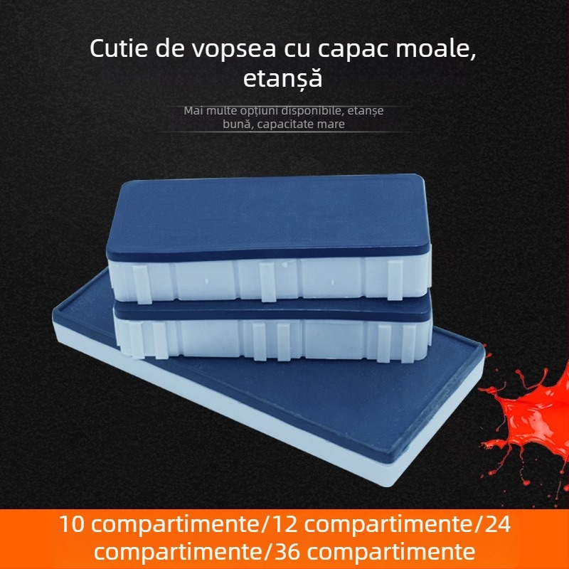 Cutie de vopsea pentru elevi (seria Soft-Cover) — din plastic, dreptunghiulară, 10/12/24/36 compartimente, Xupeng