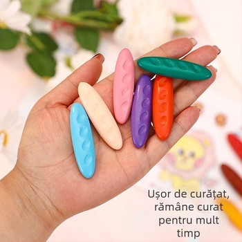 Creioane din plastic pentru copii pentru graffiti, formă de alună, corp oval, seria creioanelor, logo imprimat, personalizare disponibilă