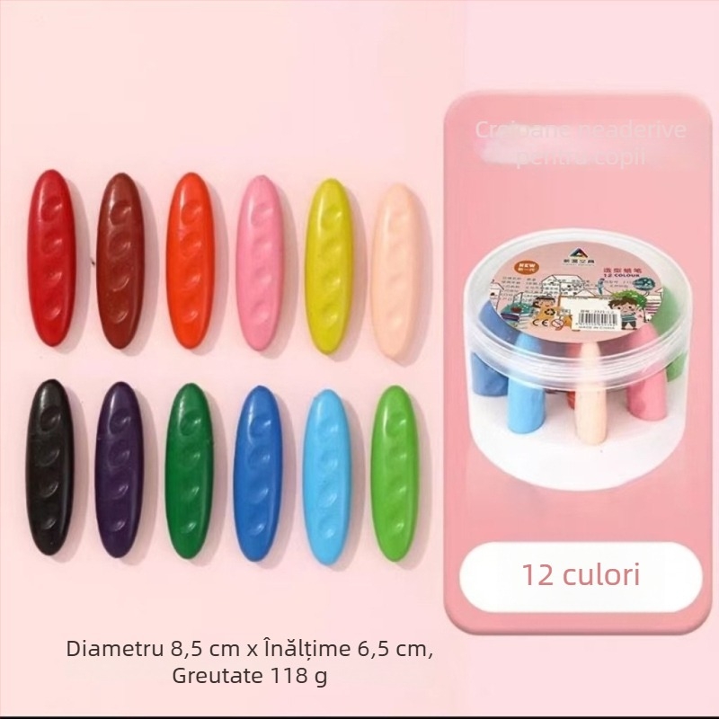 Creioane din plastic pentru copii pentru graffiti, formă de alună, corp oval, seria creioanelor, logo imprimat, personalizare disponibilă