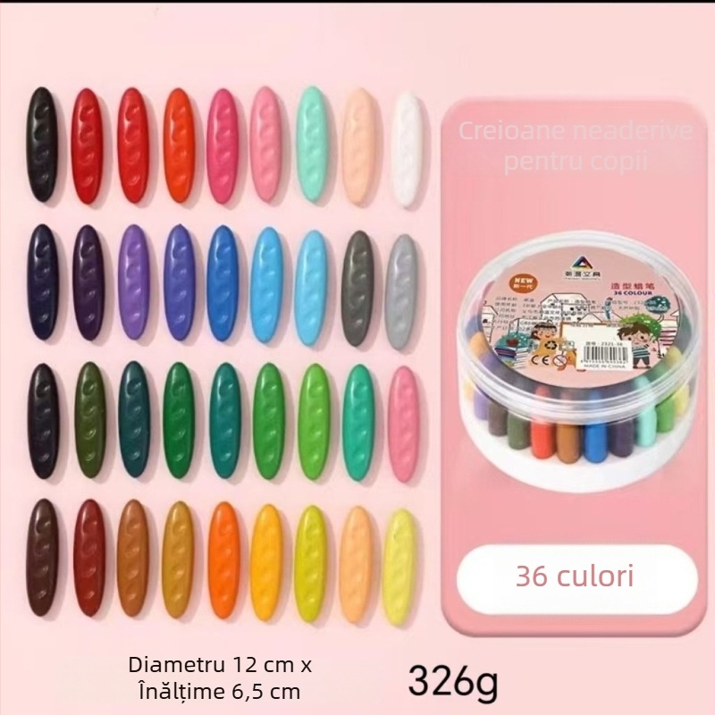 Creioane din plastic pentru copii pentru graffiti, formă de alună, corp oval, seria creioanelor, logo imprimat, personalizare disponibilă