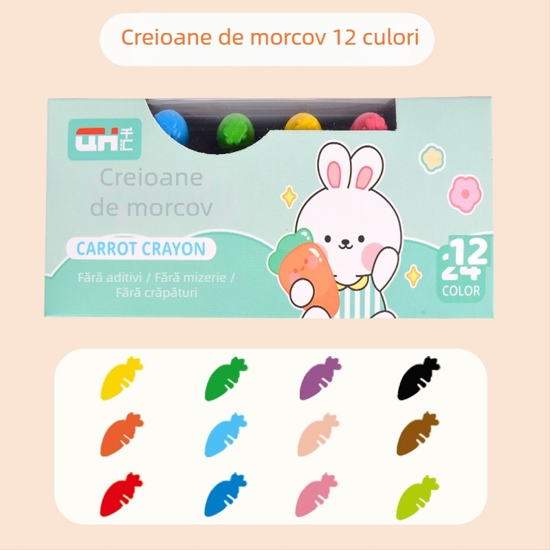 Set creioane cerate Radish pentru copii – vârf rotund, seria LBLB, cutie cu tavă, 330 g