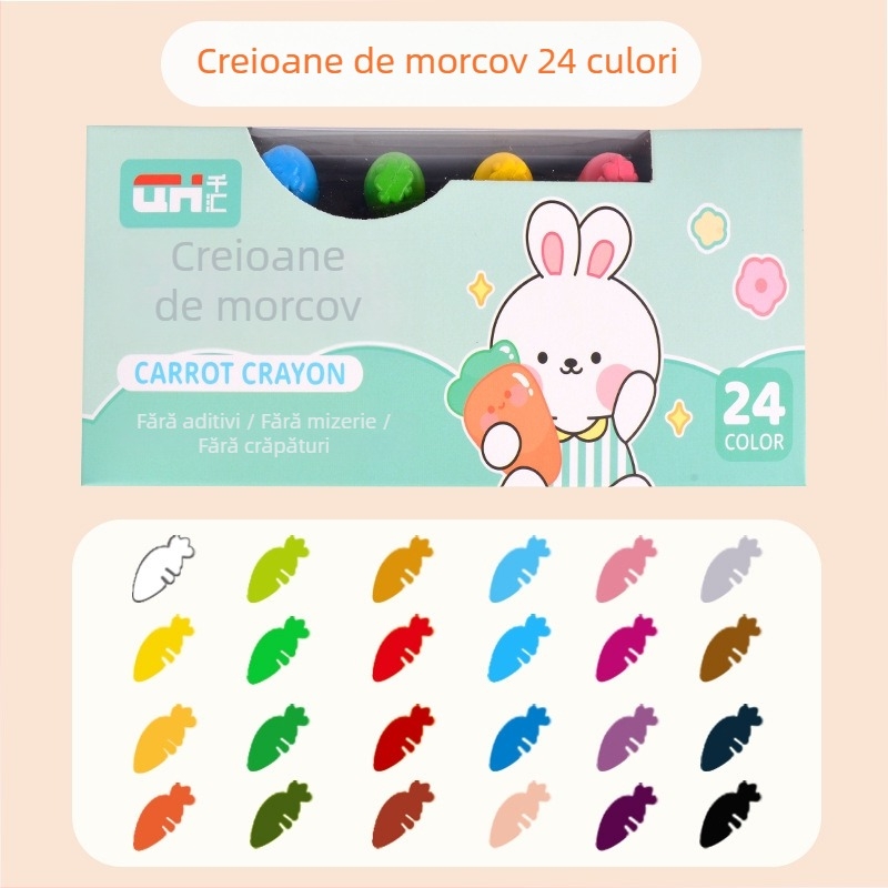 Set creioane cerate Radish pentru copii – vârf rotund, seria LBLB, cutie cu tavă, 330 g