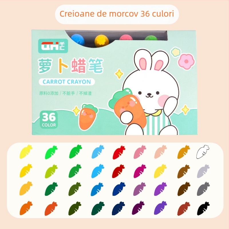 Set creioane cerate Radish pentru copii – vârf rotund, seria LBLB, cutie cu tavă, 330 g