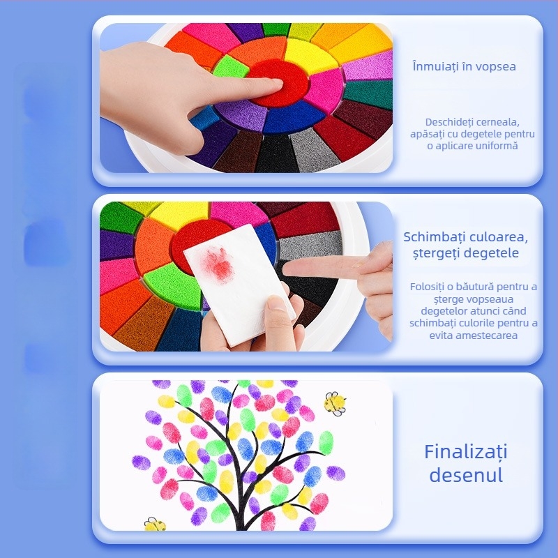 Tampon de imprimare pentru degete – Reverse, kit de acuarelă, cutie cu 24 de bucăți, potrivit pentru cadou, autorizare IP: Nu