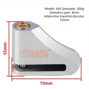 Încuietoare de disc pentru vehicule electrice, motociclete și biciclete – oțel aliat, model 685, greutate 300