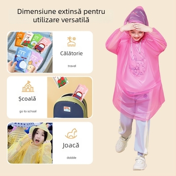 Pelerină de ploaie pentru copii – de unică folosință, stil desen animat, PVC țesătură, strat impermeabil PU, pentru drumeții în aer liber