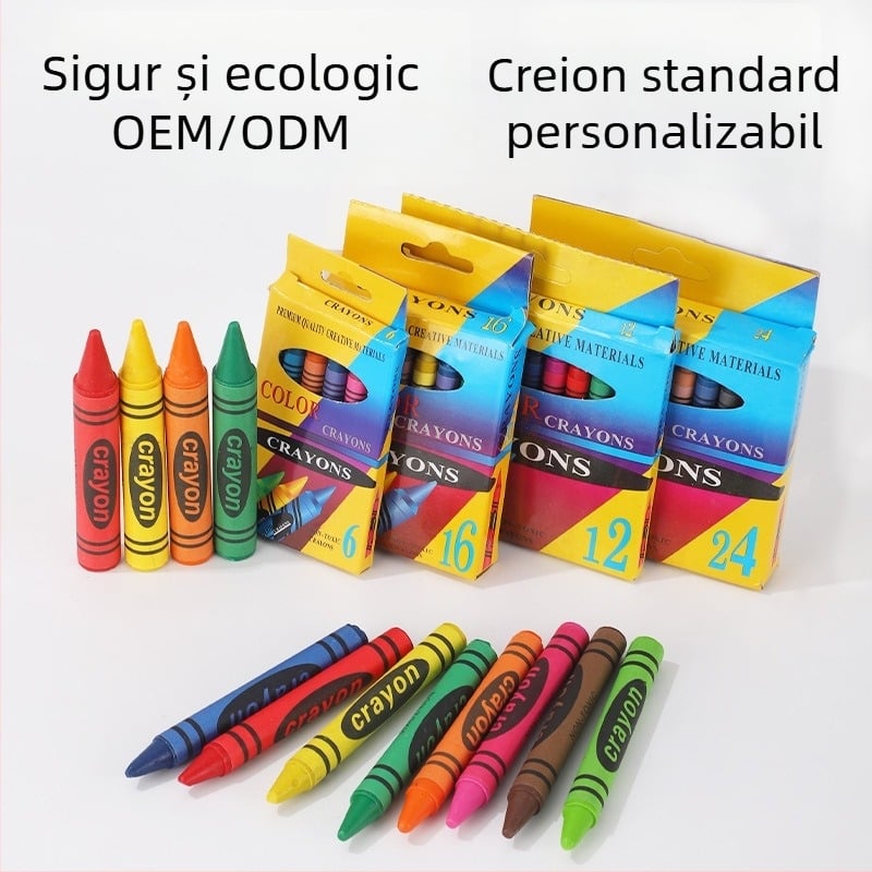 Pasteluri uleioase pentru pictură cu vârf ascuțit; corp din carton gri; OEM/ODM; imprimare logo disponibilă.