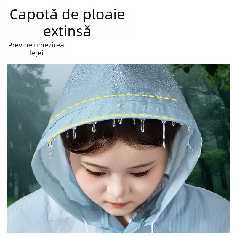 Pelerină de ploaie de unică folosință pentru adulți, pentru drumeții în aer liber, țesătură PE cu strat impermeabil din adeziv PE, grosime normală, poncho pentru o singură persoană
