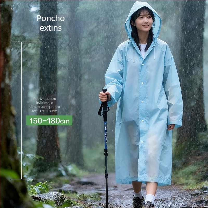 Pelerină de ploaie de unică folosință pentru adulți, pentru drumeții în aer liber, țesătură PE cu strat impermeabil din adeziv PE, grosime normală, poncho pentru o singură persoană
