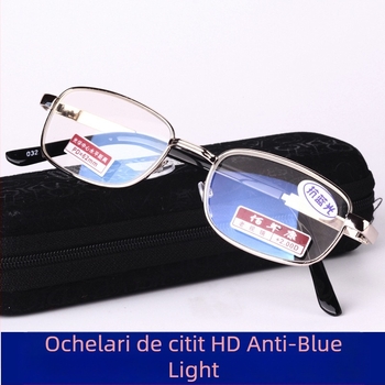 Ochelari de citit cu ramă metalică și lentile din rășină, protecție împotriva luminii albastre, ramă pătrată, unisex, compatibili cu miopia