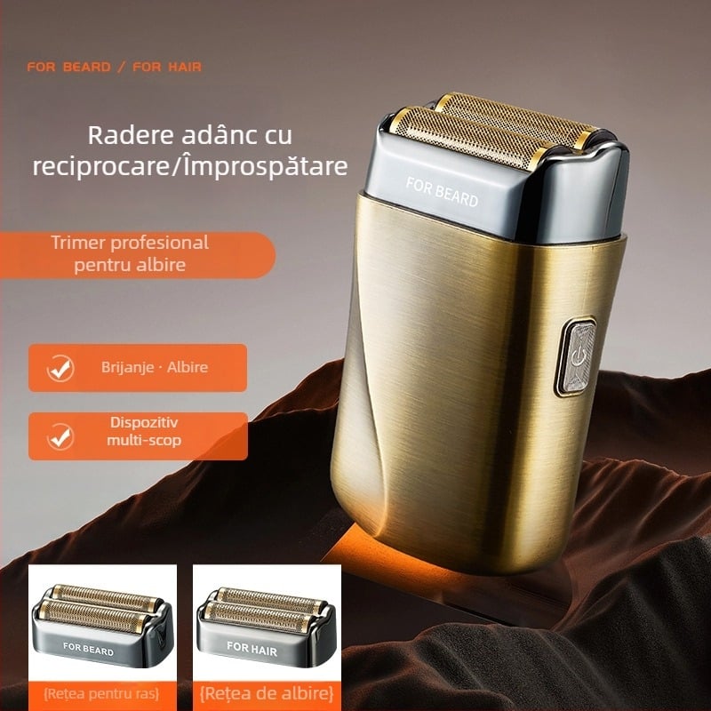 RUIBO Aparat de tuns și ras electric cu cap de tăiere reciproc și cap plutitor, utilizare umedă/seacă, autonomie 90+ minute, încărcare 2 ore