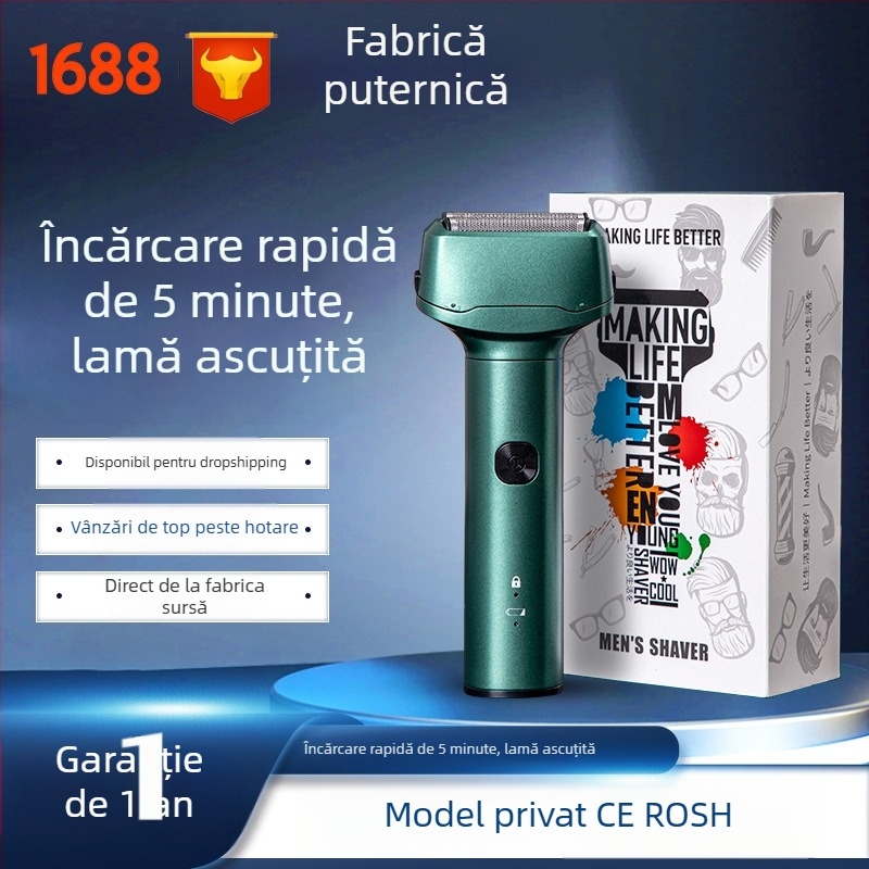 RUIBO Aparat de tuns și ras electric cu cap de tăiere reciproc și cap plutitor, utilizare umedă/seacă, autonomie 90+ minute, încărcare 2 ore