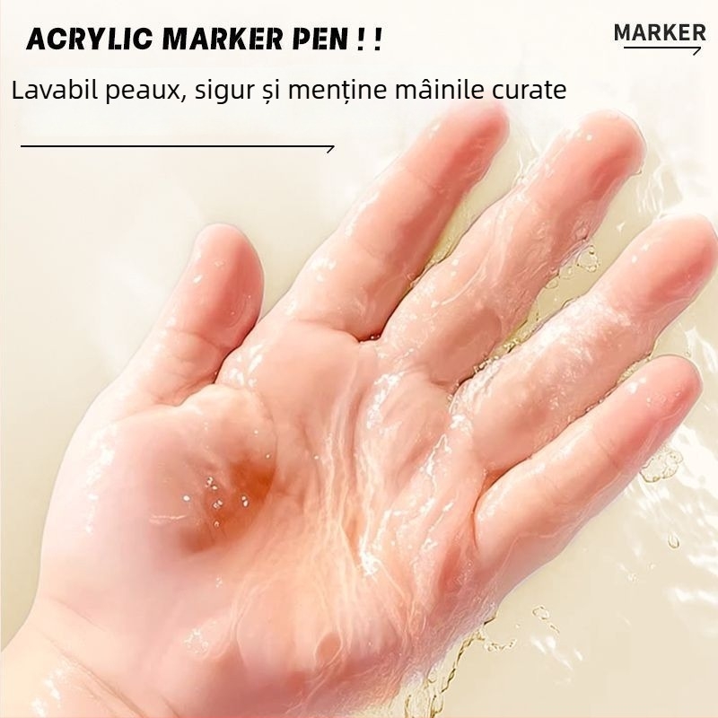 Marker acrilic cu vârf moale True Color pentru artă, capacitate mare, ambalaj de bază