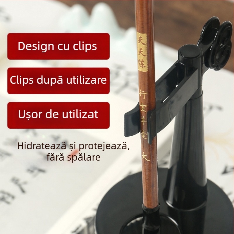 Suport de pixuri multifuncțional de unică folosință cu perie anti-uscăre, pix hidratant, buzunar pentru agățare — Plastic, model 11, Brand: Tt/daily practice, Impresie logo, Personalizare