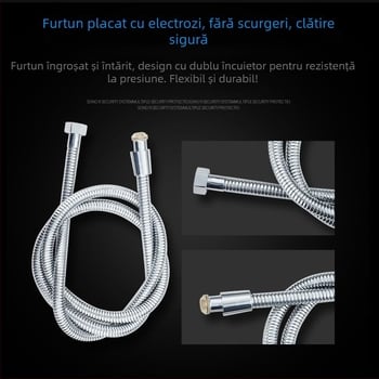 Furtun de duș electroplacat, antiîncurcare, cu filet, presiune normală, temperatură normală