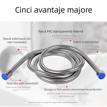 Furtun de duș electroplacat, antiîncurcare, cu filet, presiune normală, temperatură normală