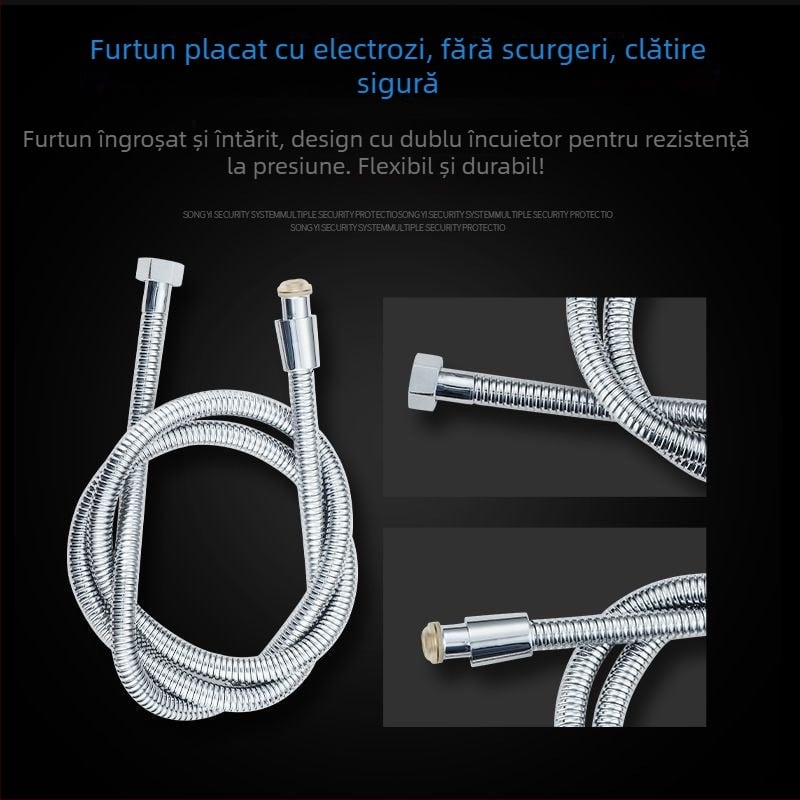 Furtun de duș electroplacat, antiîncurcare, cu filet, presiune normală, temperatură normală