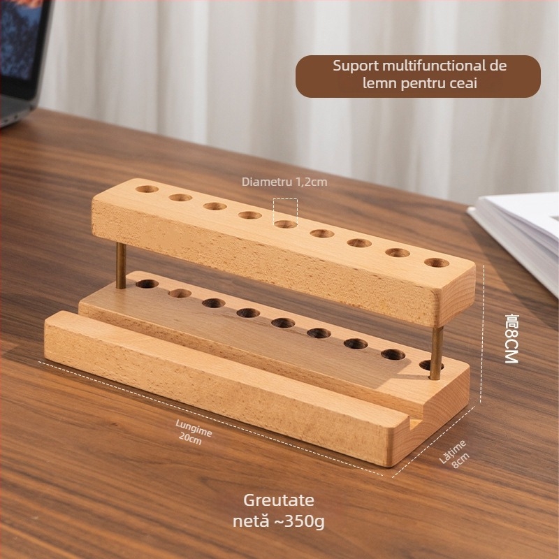 Suport din lemn pentru pixuri și pensule, raft de depozitare pentru ceremonia ceaiului — Model 8044; Material: Lemn; Potrivit ca dar: ziua de naștere, acordarea premiului