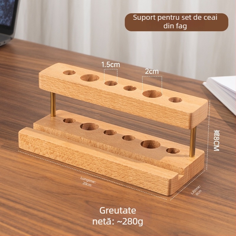 Suport din lemn pentru pixuri și pensule, raft de depozitare pentru ceremonia ceaiului — Model 8044; Material: Lemn; Potrivit ca dar: ziua de naștere, acordarea premiului