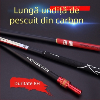 Prut telescopic din carbon pentru plasă de pescuit, pliabil, dual-use, rotire multidirecțională