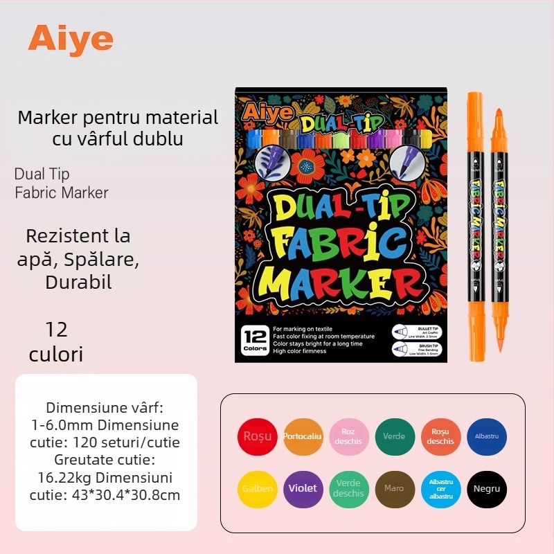 Marker pentru țesături – impermeabil, nu se decolorează, lavabil, mâinile rămân curate, pentru proiecte DIY pe textile