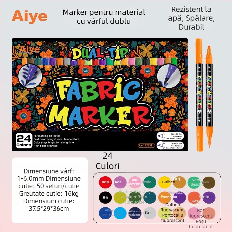 Marker pentru țesături – impermeabil, nu se decolorează, lavabil, mâinile rămân curate, pentru proiecte DIY pe textile