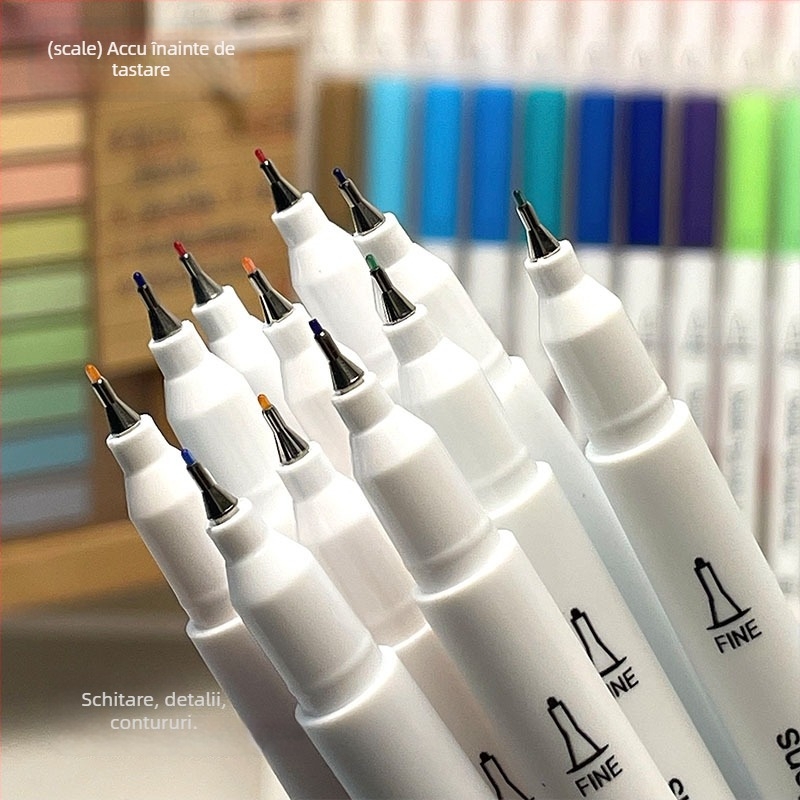 Geng xi Marker acrilic cu două capete, vârf moale de pensulă, lavabil