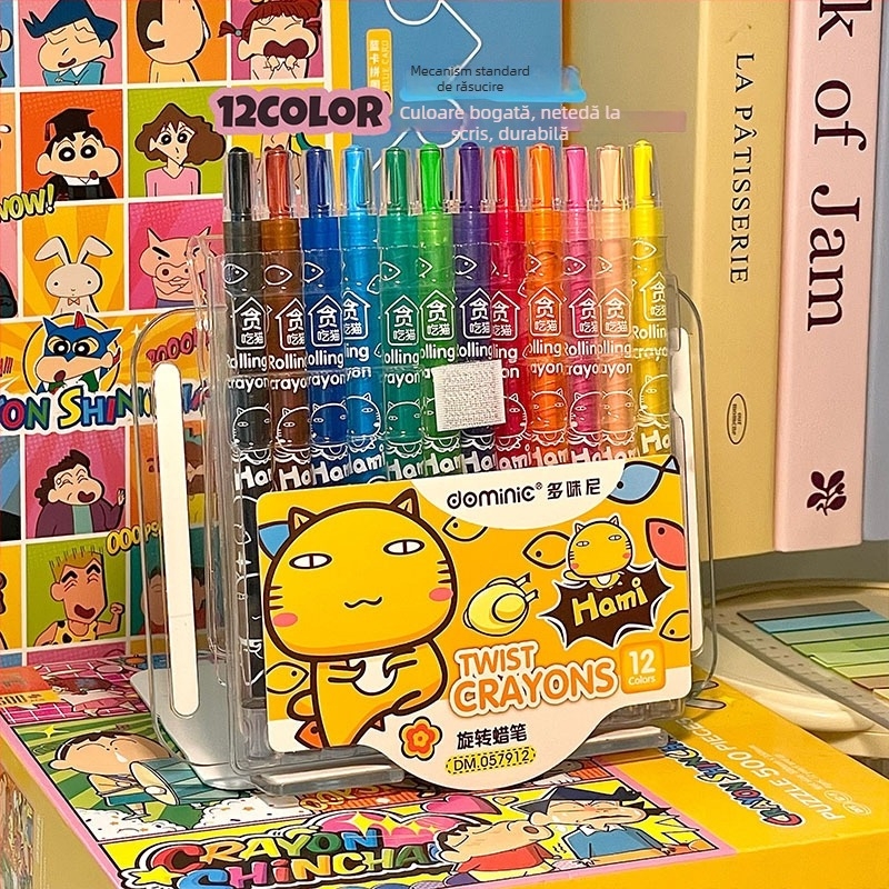 Set creioane cerate, 36 culori, lavabile pentru copii, model 0579, seria 0579, carcasă din plastic, brand Believe in harmony