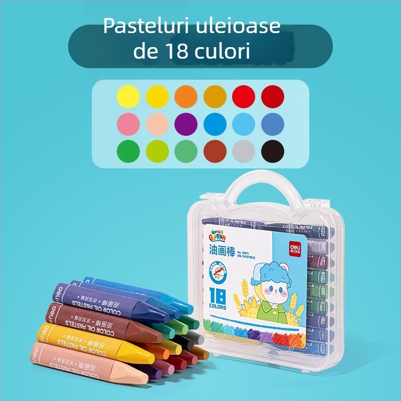 Pasteluri uleiate Deli pentru copii – Modelul 72070, pentru pictură, vârf rotund, fără import