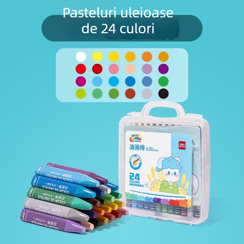 Pasteluri uleiate Deli pentru copii – Modelul 72070, pentru pictură, vârf rotund, fără import
