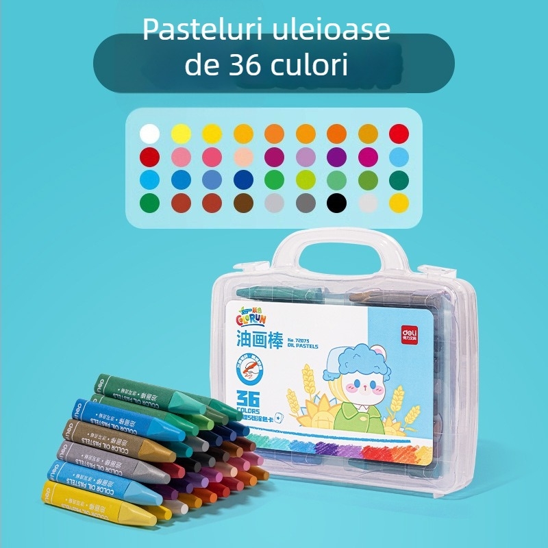 Pasteluri uleiate Deli pentru copii – Modelul 72070, pentru pictură, vârf rotund, fără import
