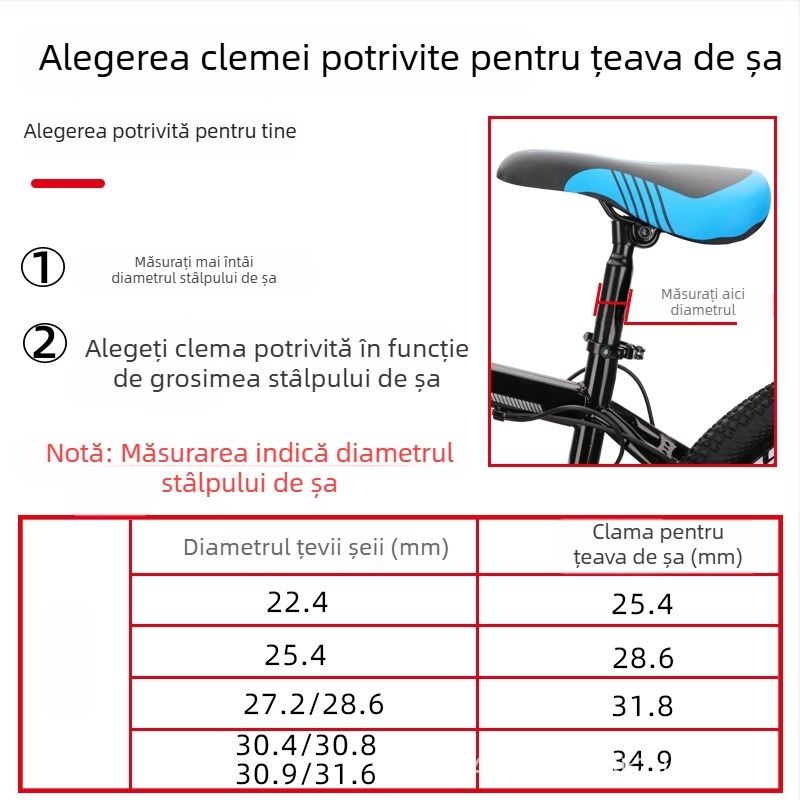 Clema pentru tijă de șa a bicicletei din aliaj de aluminiu, eliberare rapidă, unisex, personalizabil