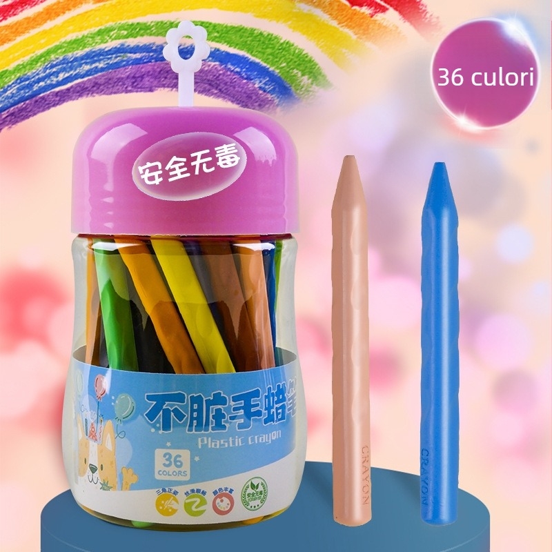 Creioane cerate din plastic pentru pictură — Qianhui ddlb, seria Non-dirty Hand, ambalaj cilindric, lavabile