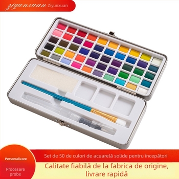 Set solid de acuarele în cutie metalică, pentru începători, blocuri portabile de pigmenți pentru acuarelă, gata de cadou