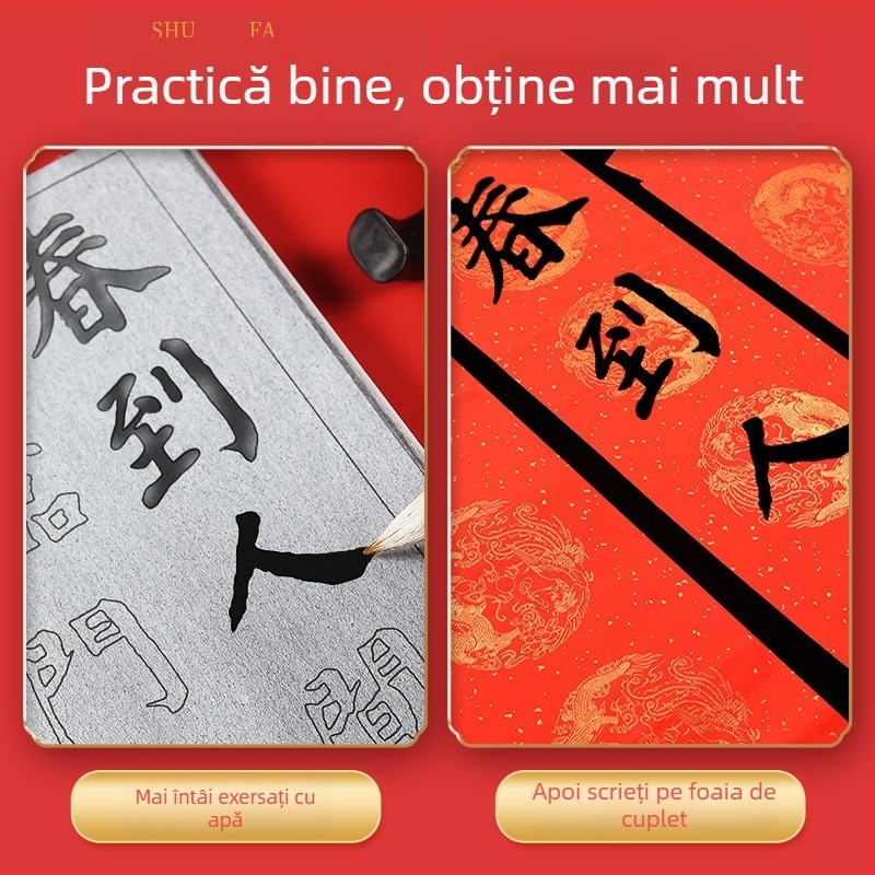 Kit de Caligrafie cu Pânză de Scriere cu Apă, Instrucțiuni Video, Material Nețesut, Set de Pensule, Trasare de Urări de Primăvară cu Binecuvântări