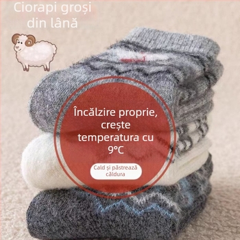 Șosete pentru copii din lână, groase pentru toamnă-iarna, lungime tibie medie, imprimeu cu cățeluș și broderie în stil coreean, unisex, pentru vârsta 3–8 ani