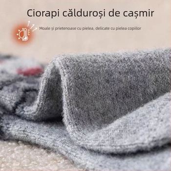 Șosete pentru copii din lână, groase pentru toamnă-iarna, lungime tibie medie, imprimeu cu cățeluș și broderie în stil coreean, unisex, pentru vârsta 3–8 ani