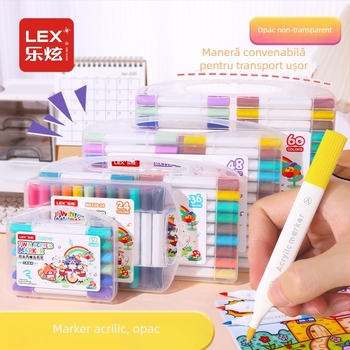 Lexuan markere acrilice cu două capete pentru copii – set pentru artă și graffiti