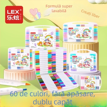 Lexuan markere acrilice cu două capete pentru copii – set pentru artă și graffiti