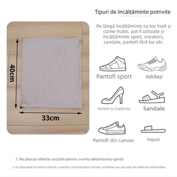 Huse pentru pantofi și geantă pentru praf, textură mătase de lapte, poliester ultra-moale, stil modern minimalist, set de 500 bucăți pentru călătorii, potrivite pentru pantofi sport și pantofi din piele