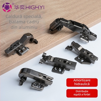 Balama de ușă cu cadru din aluminiu – unghiuri multiple 30°/45°, amortizor hidraulic, pentru uși de sticlă