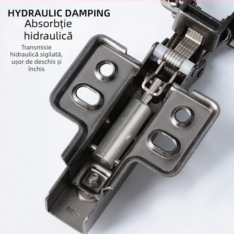 Balama de ușă cu cadru din aluminiu – unghiuri multiple 30°/45°, amortizor hidraulic, pentru uși de sticlă