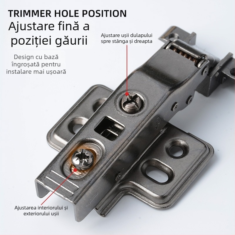 Balama de ușă cu cadru din aluminiu – unghiuri multiple 30°/45°, amortizor hidraulic, pentru uși de sticlă