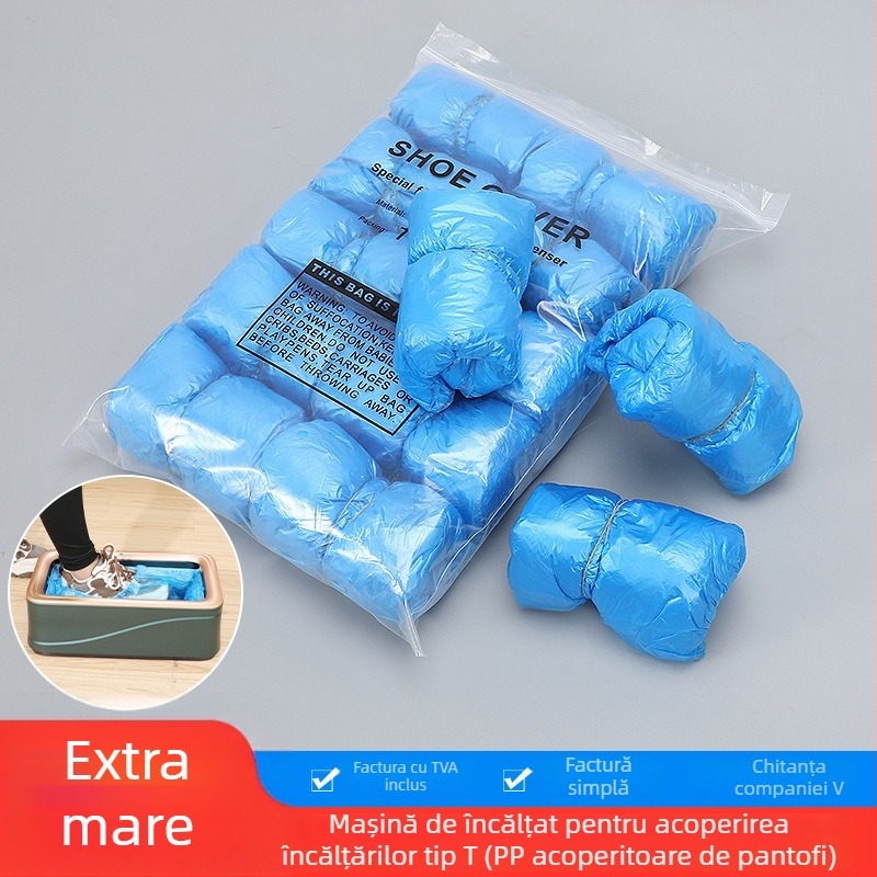 Cuișă în formă de T pentru mașina de acoperire a încălțămintei din țesătură nețesută, plastic îngroșat, impermeabil, cu logo imprimat, biodegradabil