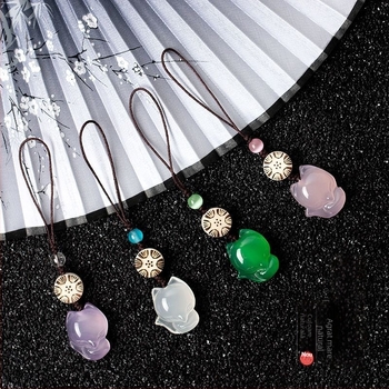 Pandantiv pentru lanț de telefon – chalcedon – lucrat manual – Tuogou