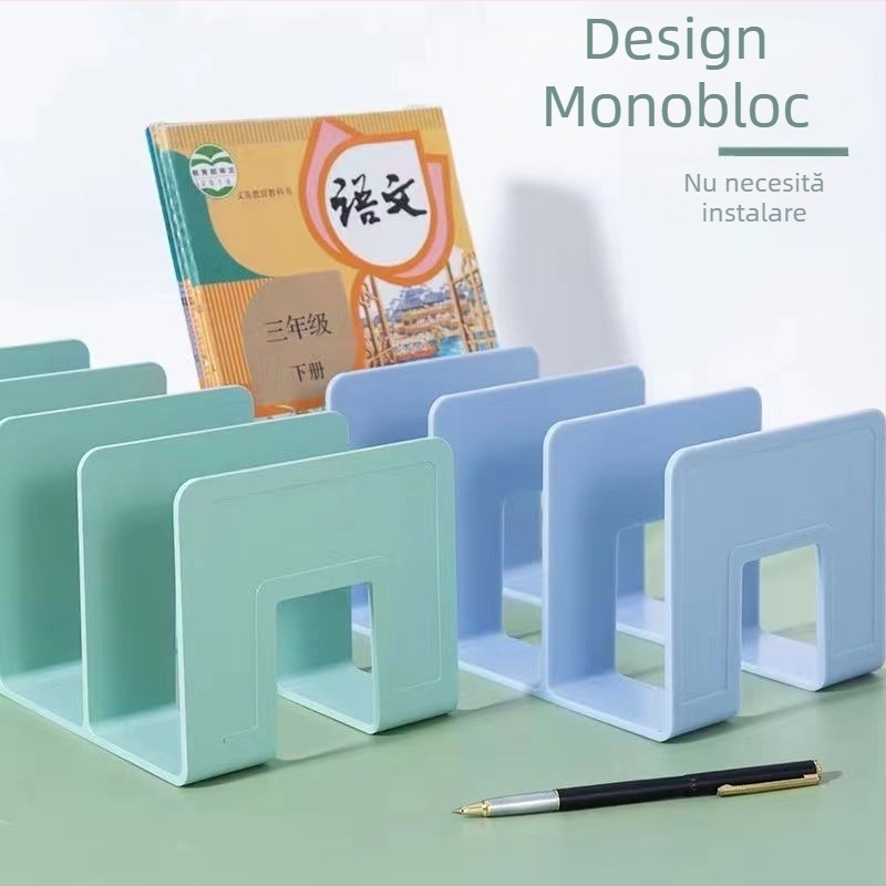 Suport pentru fișiere din plastic, vertical, cu patru compartimente, pentru birou