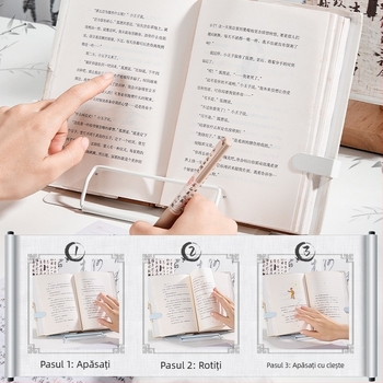 Suport metalic pentru lectură, extensibil, cu spate reglabil; Brand: Kappa bear; Model: KBX-6229; Material: Metal