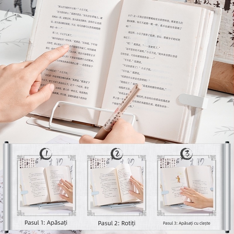 Suport metalic pentru lectură, extensibil, cu spate reglabil; Brand: Kappa bear; Model: KBX-6229; Material: Metal