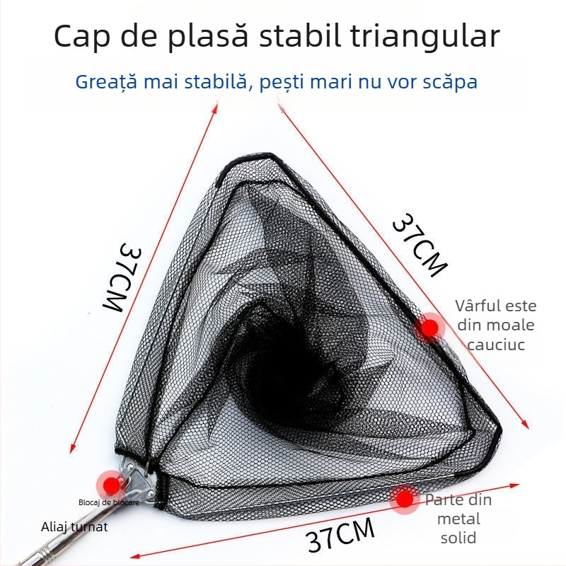 Set plasă de pescuit telescopic pliabil, din oțel inoxidabil, plasă fină, pliabil, încărcare 1000 g