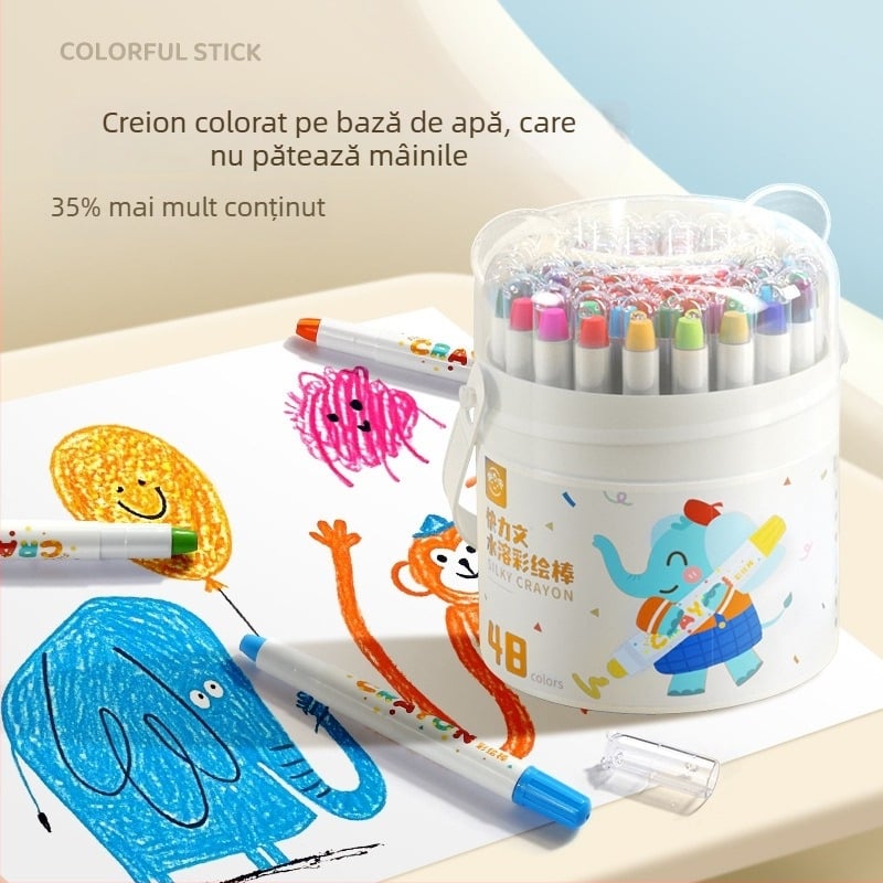 Bețișor de vopsit lavabil pentru copii, Kuai Liwen, corp rotund, carcasă din plastic, ștergibil, model: Washable paint stick, seria: Creioane pentru copii